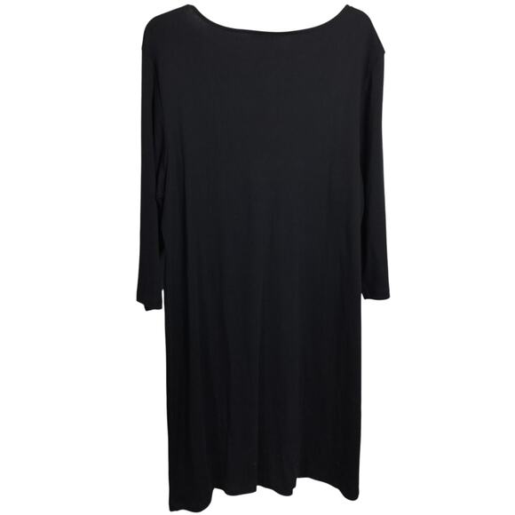 4449)Karen Scott Sport Deep Black 3/4 Sleeve Studded Boat Neck Plus Dress 1X - Picture 4 of 9